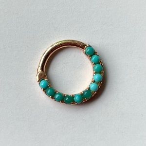 Maria Tash 14kt Gold Turquoise Eternity Clicker